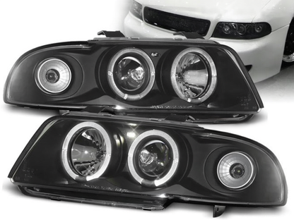 💫 ART.6017 Fari anteriori ANGEL EYES neri adatti per Audi A4 11.1994–12.1998 💫