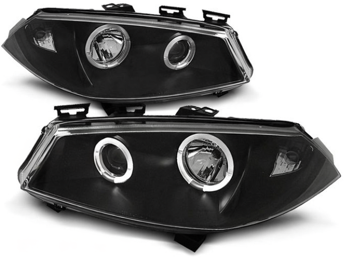 💫 ART.6020 Fari anteriori ANGEL EYES neri adatti per Renault Megane II 11.2002–12.2005 💫