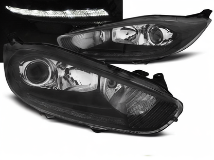 FARI ANTERIORE LED PER FORD FIESTA MK7 13-16 Facelift nero