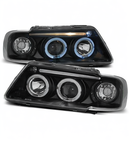 💕 Fari Anteriori Adatto per Audi A3 8L 1996-2000 Angel Eyes Nero 💕