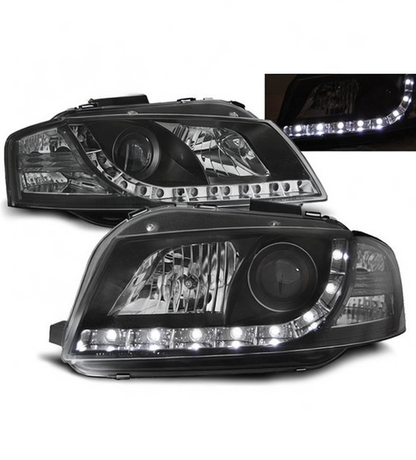 💕 Fari Anteriori Adatto per Audi A3 8P 2003-2008 Daylight Nero 💕
