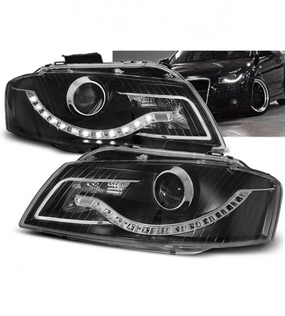 💕 Fari Anteriori Adatto per Audi A3 8P 2003-2008 Daylight Nero 💕