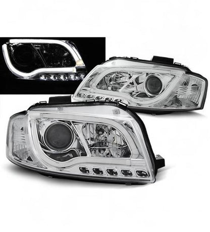 💕 Fari Anteriori Adatto per Audi A3 8P 2003-2008 Tube Light Cromato 💕