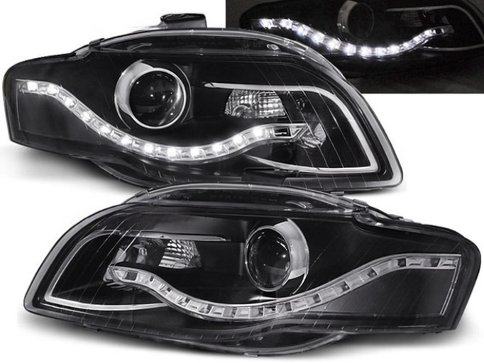 💕 Fari Anteriori Adatto per Audi A4 B7 2004-2008 Daylight Nero 💕
