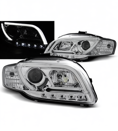 💕 Fari Anteriori Adatto per Audi A4 B7 2004-2008 Tube Light Cromato 💕