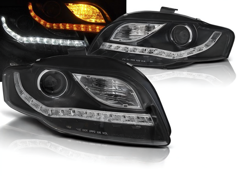 💕 Fari Anteriori Adatto per Audi A4 B7 2004-2008 Daylight Nero LED 💕