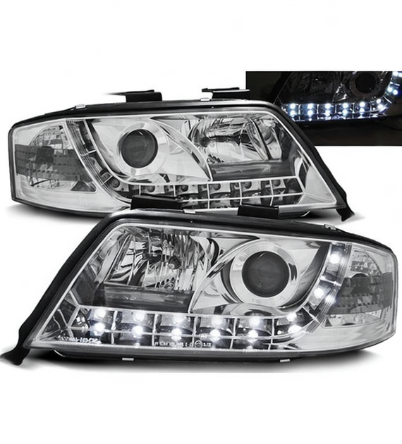 💕 Fari Anteriori Adatto per Audi A6 C5 2001-2004 Daylight Cromato 💕