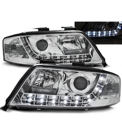 💕 Fari Anteriori Adatto per Audi A6 C5 2001-2004 Daylight Cromato 💕