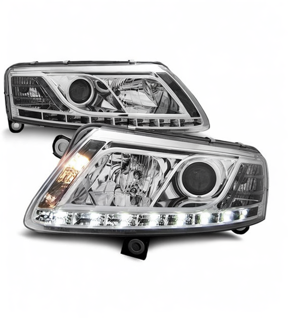 💕 Fari Anteriori Adatto per Audi A6 C6 2004-2008 Xenon True DRL Cromato 💕