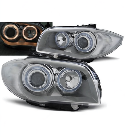 💕 Fari Anteriori Adatto BMW Serie 1 E87 E81 Angel Eyes Cromato 💕