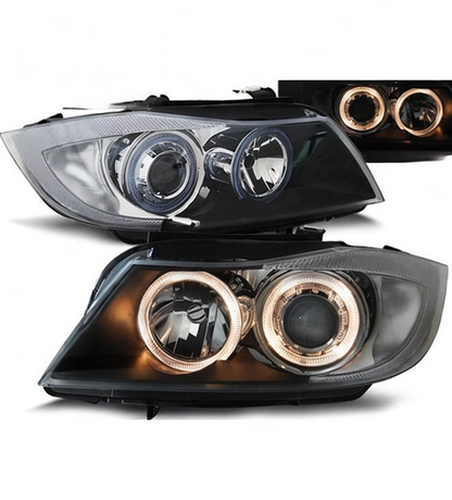 💕 Fari Anteriori Adatto per BMW E90 E91 05-08 Angel Eyes Neri 💕