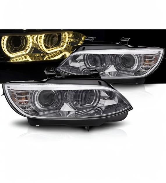 💕 Fari Anteriori Adatto per BMW E92 E93 06-10 Xenon LED DRL Gialli Cromati 💕
