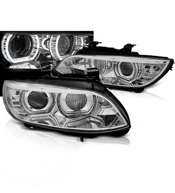 💕 Fari Anteriori Adatto per BMW E92 E93 06-10 Xenon Angel Eyes LED Cromati 💕