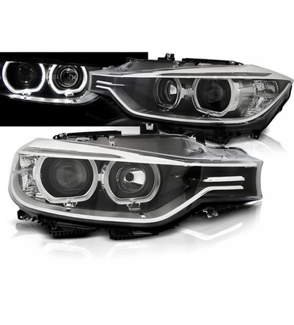 💕 Fari Anteriori Adatto per BMW F30 F31 11-15 Angel Eyes LED Neri 💕