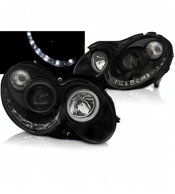 💕 Fari Anteriori Adatto per MERCEDES CLK W209 03-10 Daylight Neri 💕