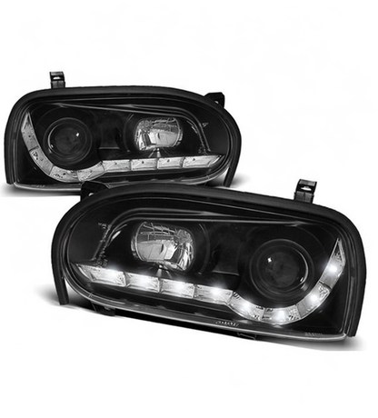 💕 Fari Anteriori Adatto per VW Golf 3 91-97 Daylight LED Neri 💕