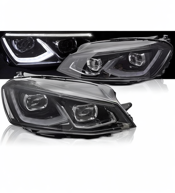 💕 Fari Anteriori Adatto per VW Golf VII 14-17 Full LED DRL Neri 💕