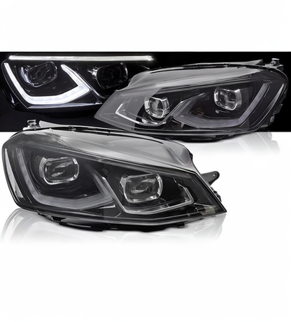 💕 Fari Anteriori Adatto per VW Golf VII 14-17 Full LED DRL Neri 💕
