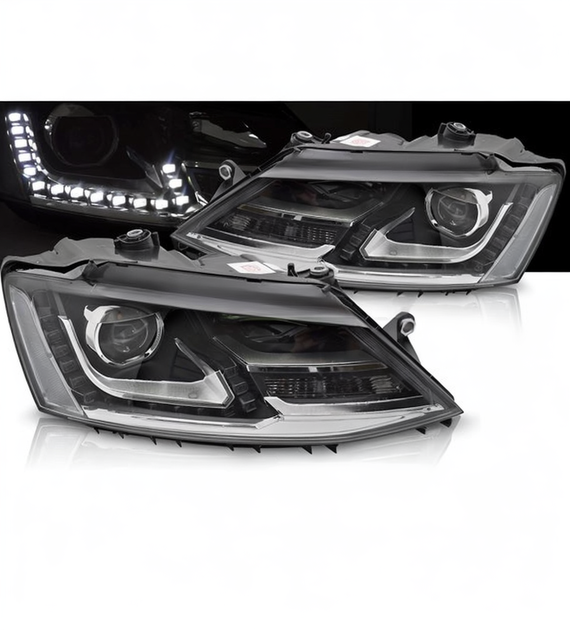 💕 Fari Anteriori Adatto per VW Jetta VI 11-18 LED DRL Neri 💕