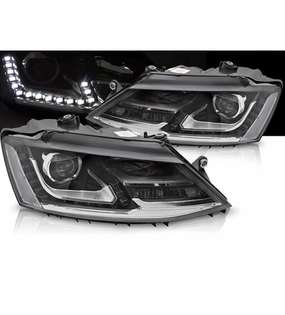 💕 Fari Anteriori Adatto per VW Jetta VI 11-18 LED DRL Neri 💕