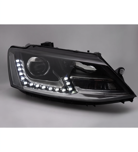 💕 Fari Anteriori Adatto per VW Jetta VI 11-18 LED DRL Neri 💕