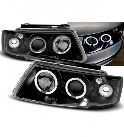 💕 Fari Anteriori Adatto per VW Passat B5 3B 96-00 Angel Eyes Neri 💕