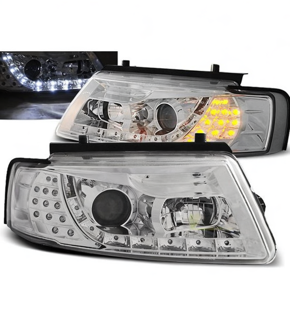 💕 Fari Anteriori Adatto per VW Passat B5 96-00 Daylight LED Cromati 💕