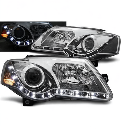 💕 Fari Anteriori Adatto per VW Passat B6 3C 2005-2010 Daylight LED Cromati 💕