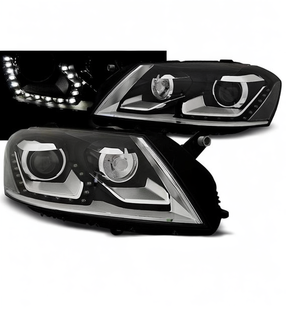 💕 Fari Anteriori Adatto per VW Passat B7 2010-2014 Daylight LED Neri 💕