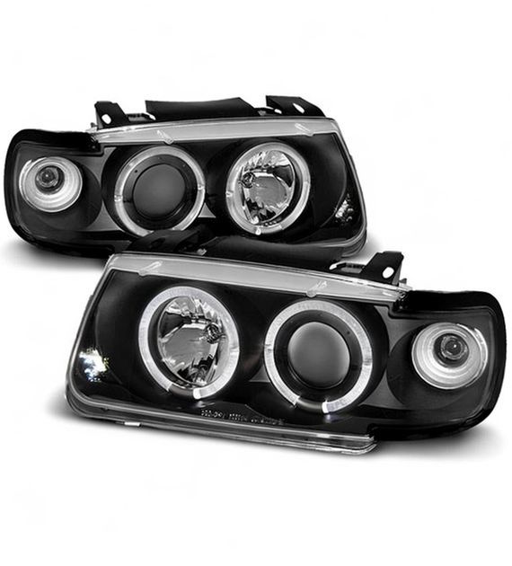 💕 Fari Anteriori Adatto per VW Polo 6N 1994-1999 Angel Eyes Neri 💕
