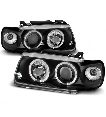 💕 Fari Anteriori Adatto per VW Polo 6N 1994-1999 Angel Eyes Neri 💕