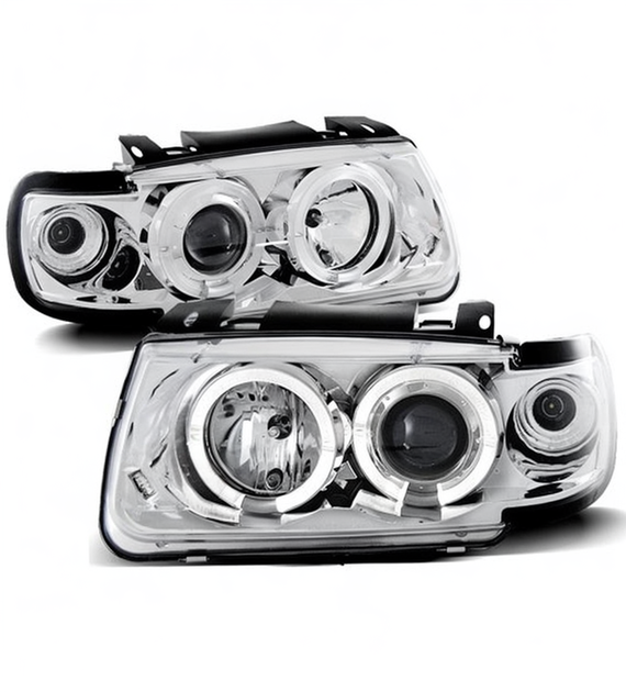 💕 Fari Anteriori Adatto per VW Polo 6N 1994-1999 Angel Eyes Cromati 💕