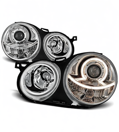 💕 Fari Anteriori Adatto per VW Polo 9N 2001-2005 Angel Eyes Cromati 💕