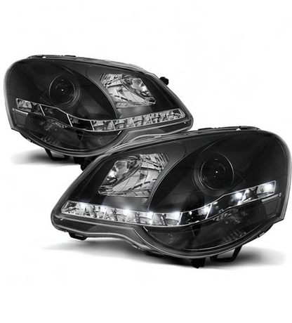 💕 Fari Anteriori Adatto per VW Polo 9N3 2005-2009 Daylight LED Neri 💕
