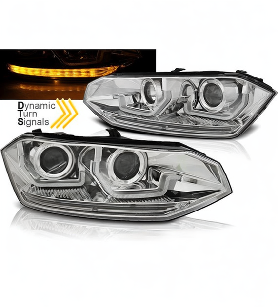 💕 Fari Anteriori Adatto per VW Polo VI 2G 2017-2021 Seq LED Cromati 💕
