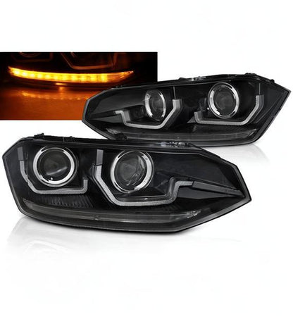 💕 Fari Anteriori Adatto per VW Polo VI 2G 2017-2021 Seq LED Neri 💕