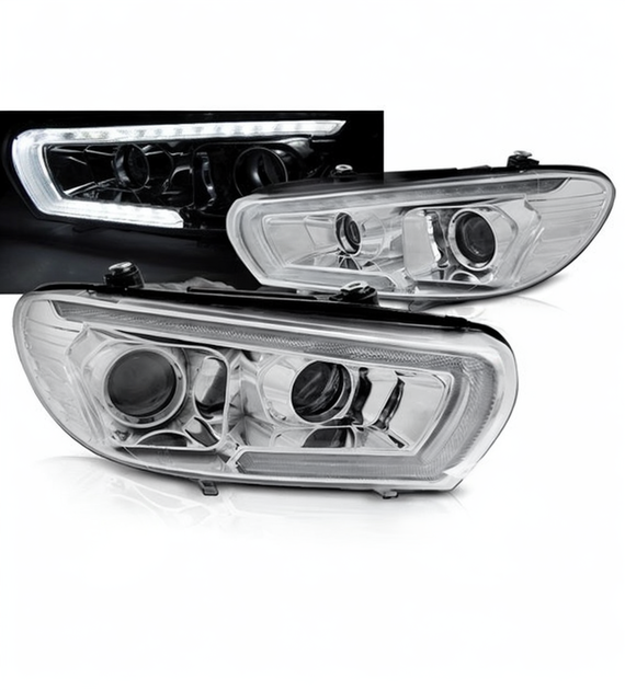 💕 Fari Anteriori Adatto per VW Scirocco 2008-2014 Tube LED Seq Cromati 💕