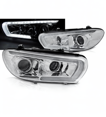 💕 Fari Anteriori Adatto per VW Scirocco 2008-2014 Tube LED Seq Cromati 💕