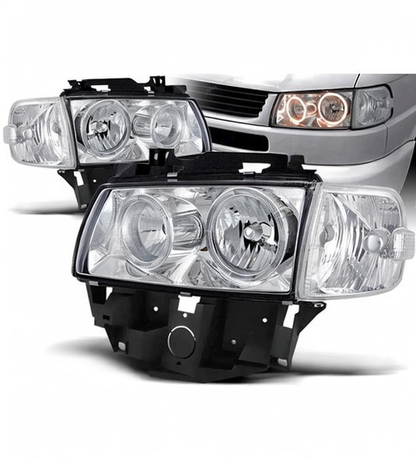💕 Fari Anteriori Adatto per VW T4 Bus 1996-2003 Angel Eyes Cromati 💕