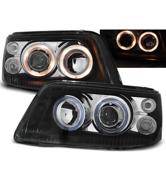 💕 Fari Anteriori Adatto per VW T5 2003-2009 Angel Eyes Neri 💕