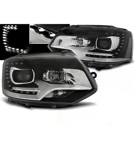 💕 Fari Anteriori Adatto per VW T5 2010-2015 True DRL LED Neri 💕
