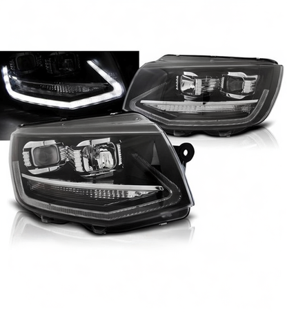 💕 Fari Anteriori Adatto per VW T6 2015-2019 True DRL LED Neri 💕