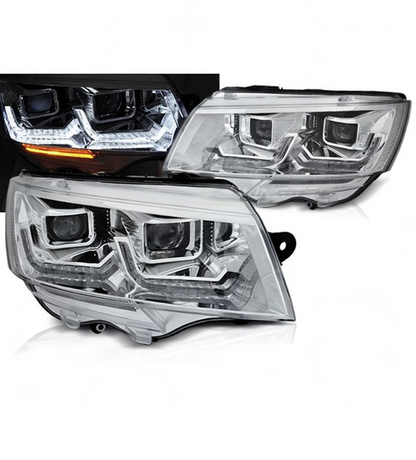 💕 Fari Anteriori Adatto per VW T6.1 2020- Tube Light DRL LED Cromati Sequenziali 💕