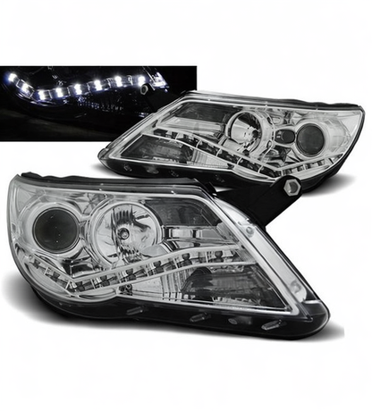💕 Fari Anteriori Adatto per VW Tiguan 2007-2011 Daylight LED Cromati 💕