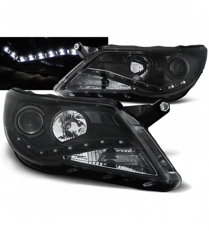 💕 Fari Anteriori Adatto per VW Tiguan 2007-2011 Daylight LED Neri 💕