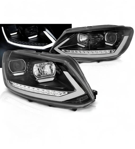 💕 Fari Anteriori Adatto per VW Touran 10-15 Tube Light DRL LED Neri 💕