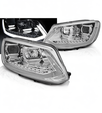 💕 Fari Anteriori Adatto per VW Touran I 10-15 Tube Light DRL LED Cromati 💕