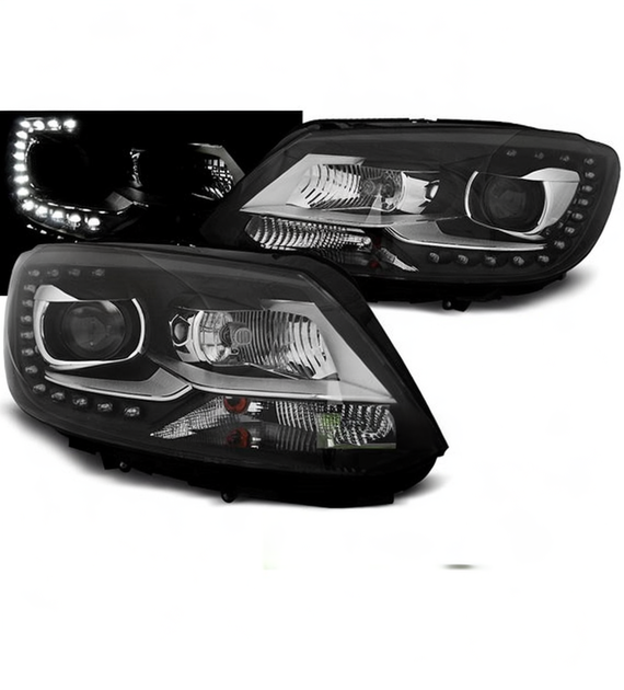 💕 Fari Anteriori Adatto per VW Touran II 08-15 True DRL LED Neri 💕