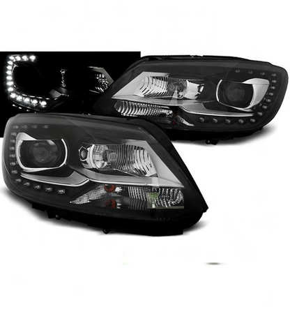 💕 Fari Anteriori Adatto per VW Touran II 08-15 True DRL LED Neri 💕