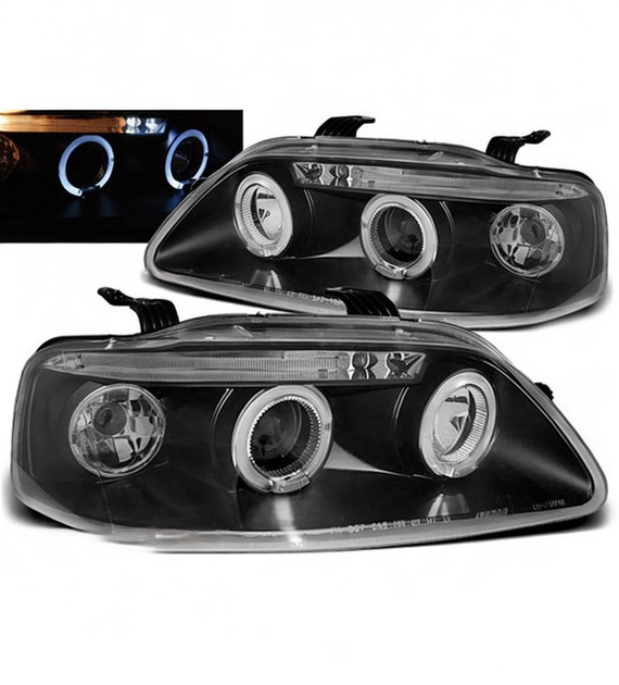 💕 Fari Anteriori Adatto per Chevrolet Aveo 2003-2006 Angel Eyes Neri 💕
